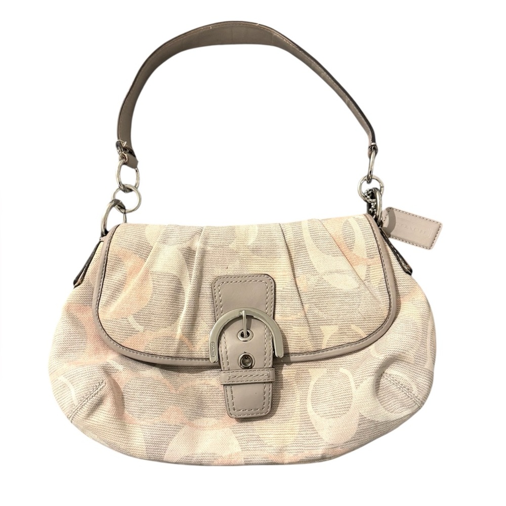 Pre-loved Vintage Y2K Coach Rare Soho Optic Grey & Pink Shoulder Flap Bag F19238